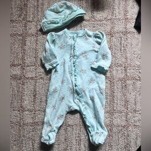 Little me sleeper with hat - Floral Blue One Piece